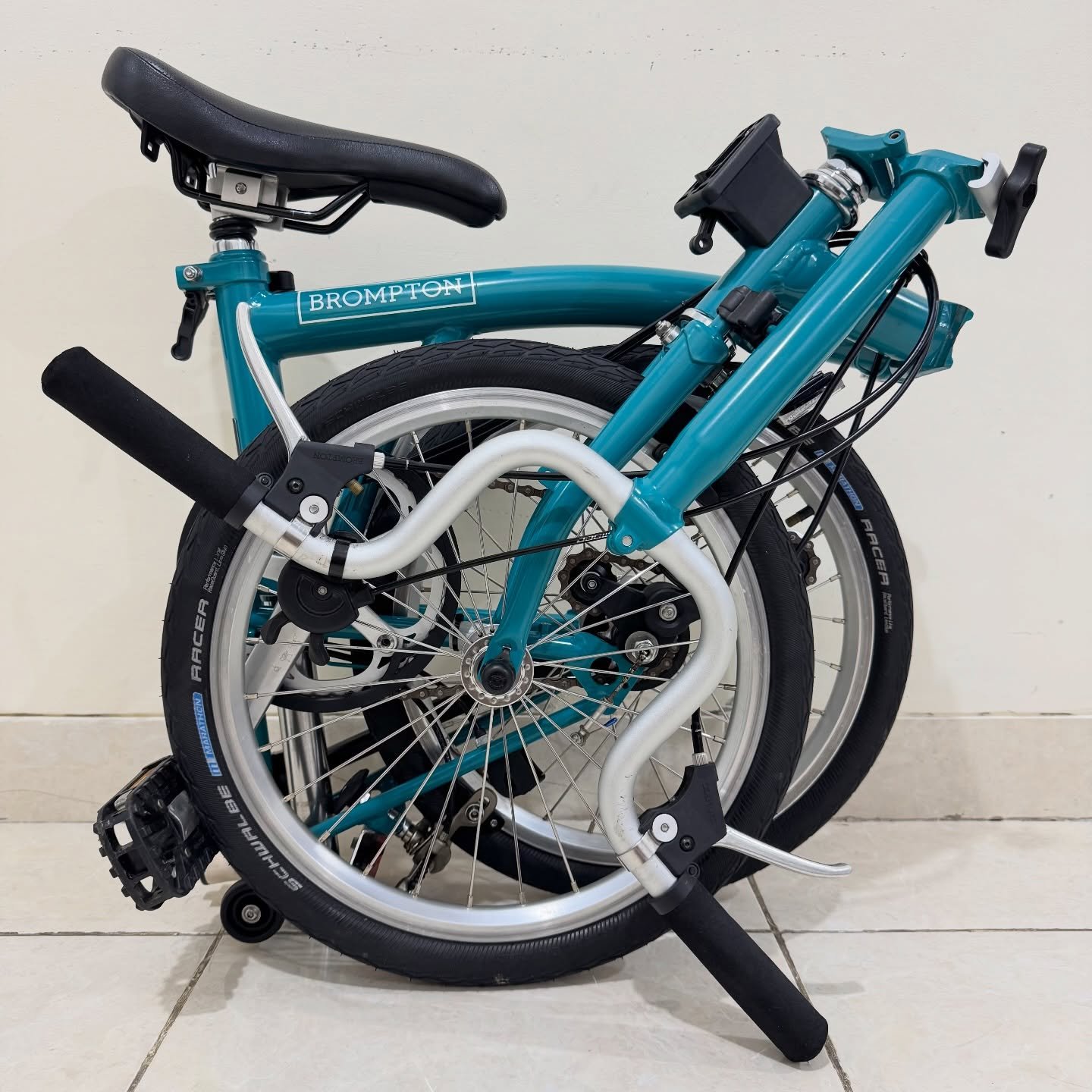 Brompton M3E Water Blue 2019 1 - Brompton Bekas Brompton M3E Water Blue 2019
