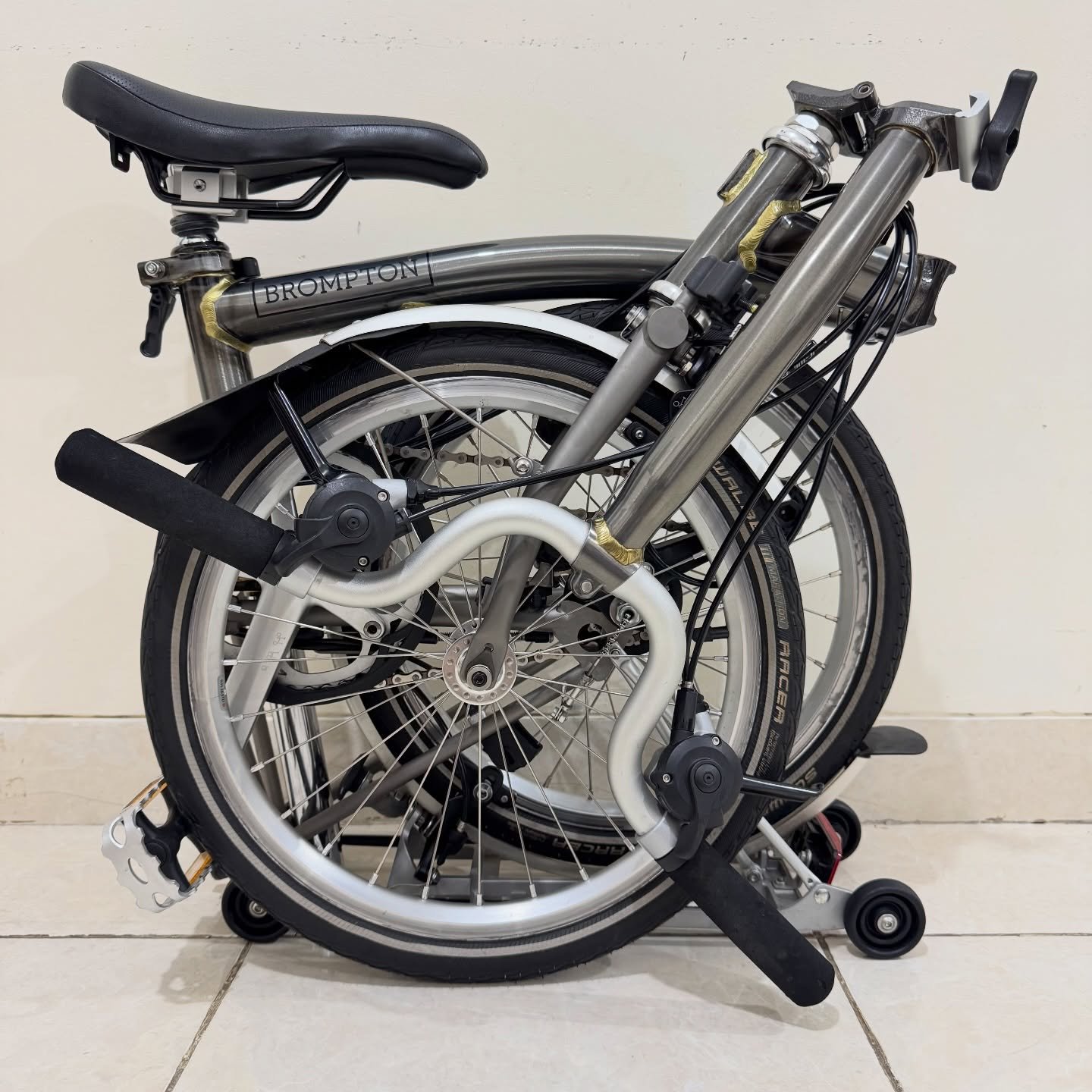 Brompton M6R-X Raw Lacquer Titanium 2020 1 - Brompton Bekas Brompton M6R-X Raw Lacquer Titanium 2020