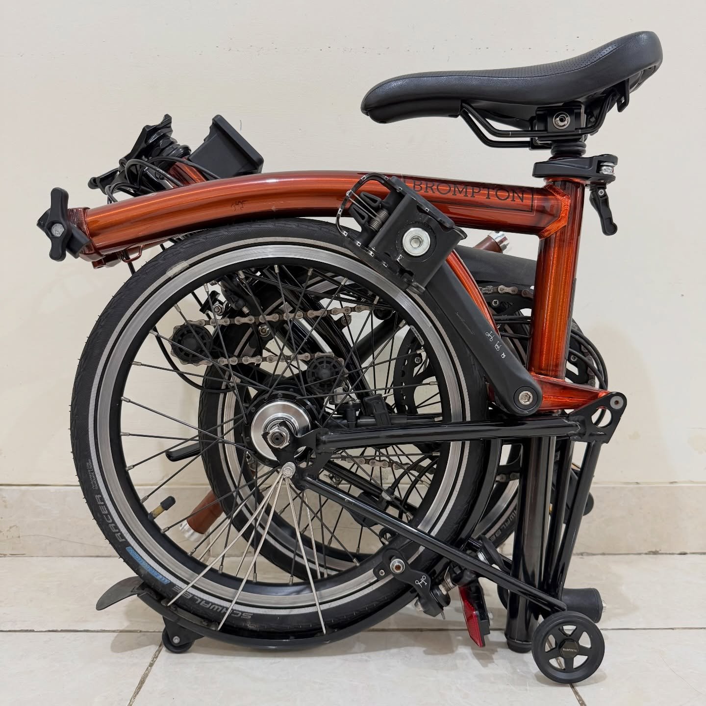 Brompton S6L-X Flame Lacquer Black Edition 2020 Titanium Superlight (8) - Brompton Bekas Brompton S6L-X Flame Lacquer Black Edition 2020 | Titanium Superlight