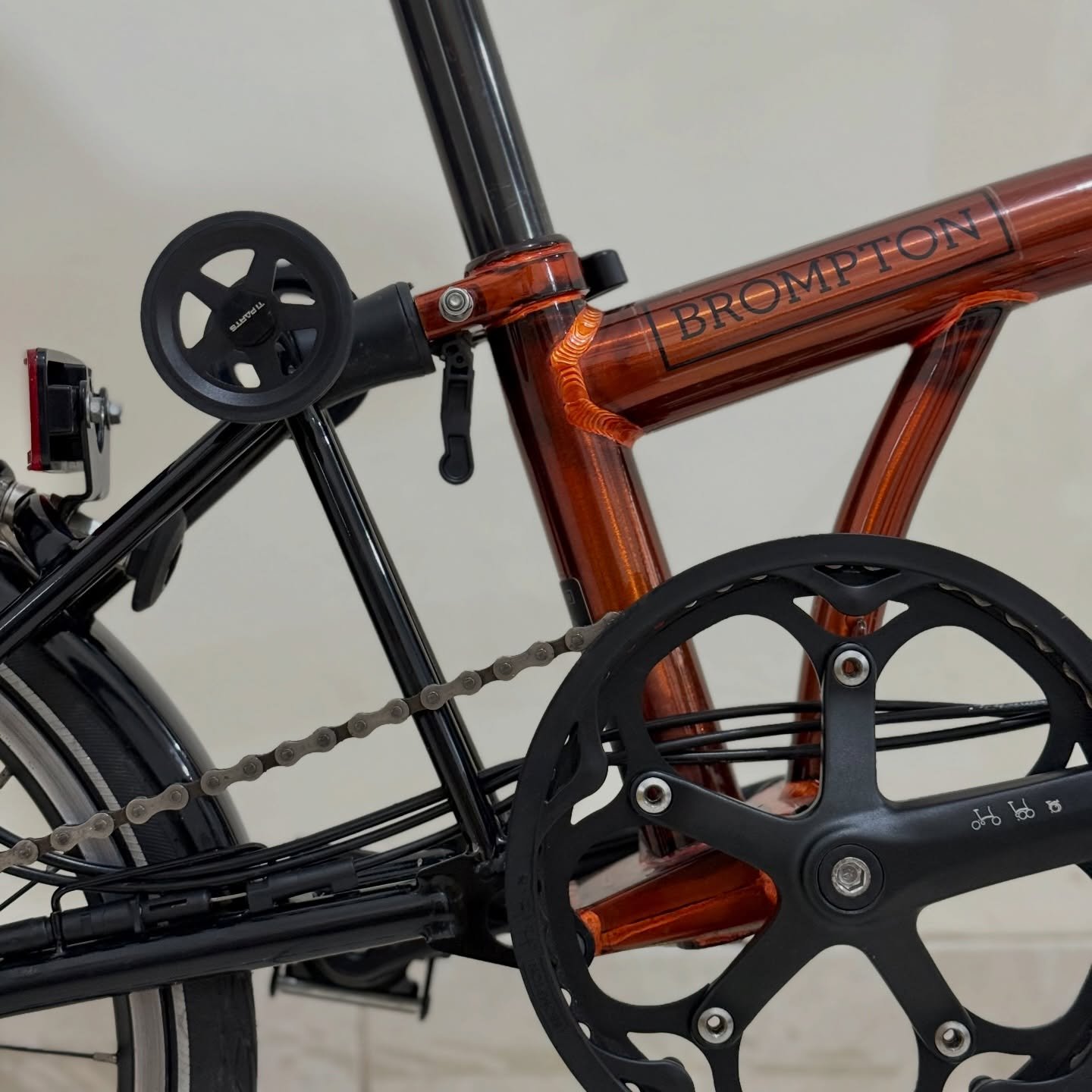 Brompton S6L-X Flame Lacquer Black Edition 2020 Titanium Superlight (9) - Brompton Bekas